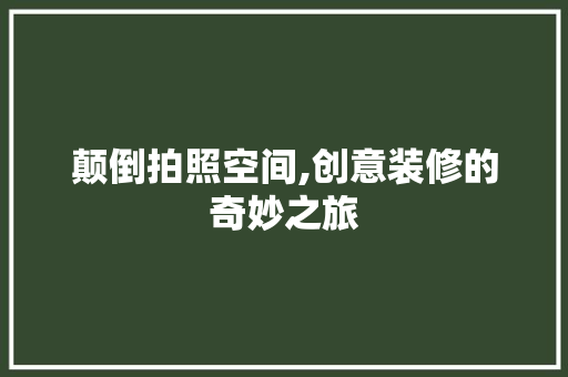 颠倒拍照空间,创意装修的奇妙之旅 工艺流程