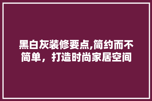 黑白灰装修要点,简约而不简单，打造时尚家居空间 公共建筑设计