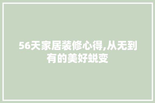 56天家居装修心得,从无到有的美好蜕变 建筑设计