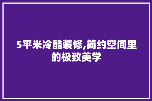 5平米冷酷装修,简约空间里的极致美学 工艺流程