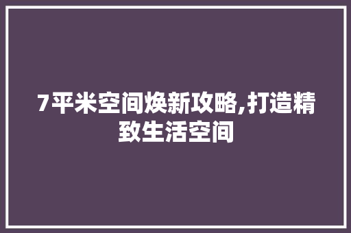 7平米空间焕新攻略,打造精致生活空间 施工管理