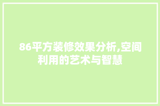 86平方装修效果分析,空间利用的艺术与智慧 材料设备