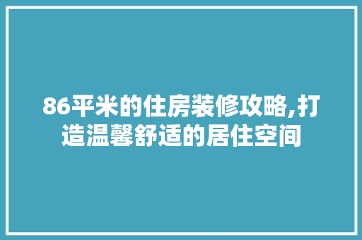 86平米的住房装修攻略,打造温馨舒适的居住空间 工艺流程