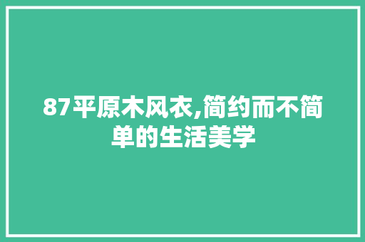 87平原木风衣,简约而不简单的生活美学 设计原则