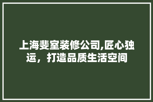上海斐室装修公司,匠心独运，打造品质生活空间 知识问答