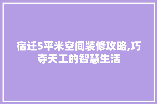 宿迁5平米空间装修攻略,巧夺天工的智慧生活 住宅建筑设计