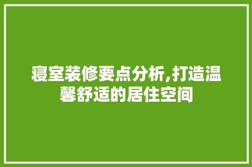 寝室装修要点分析,打造温馨舒适的居住空间 施工工艺