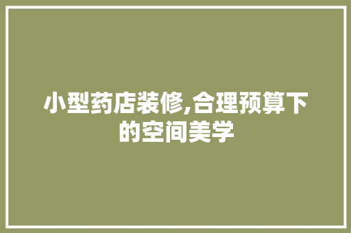 小型药店装修,合理预算下的空间美学 建筑法规