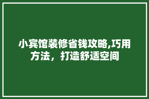 小宾馆装修省钱攻略,巧用方法，打造舒适空间 材料设备