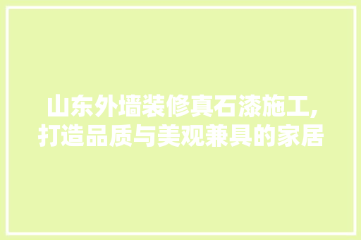山东外墙装修真石漆施工,打造品质与美观兼具的家居墙面 材料设备