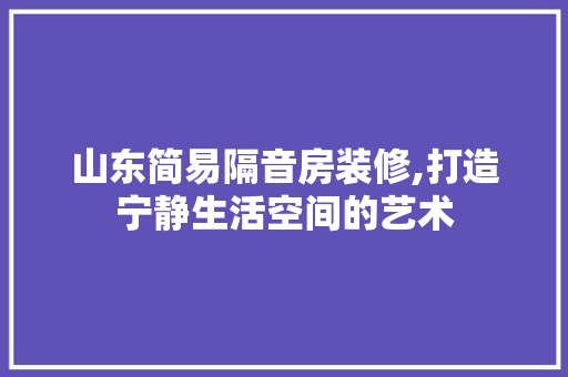 山东简易隔音房装修,打造宁静生活空间的艺术 设计原则
