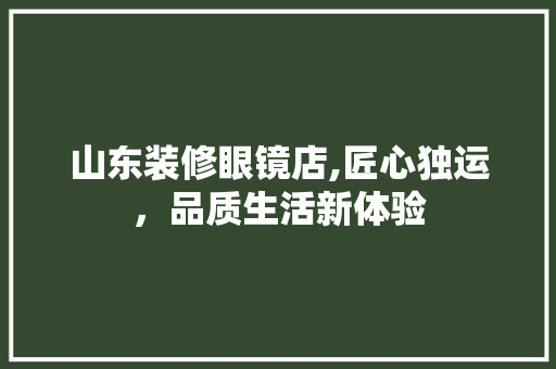 山东装修眼镜店,匠心独运，品质生活新体验 知识问答