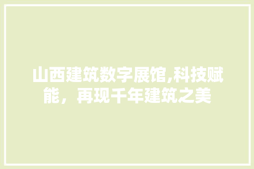 山西建筑数字展馆,科技赋能，再现千年建筑之美 施工管理