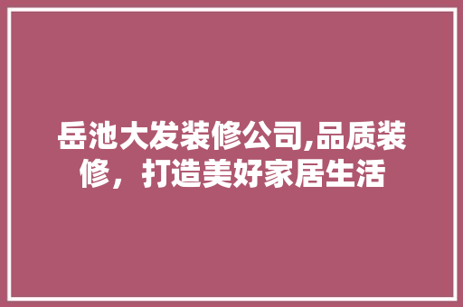 岳池大发装修公司,品质装修，打造美好家居生活 新型材料