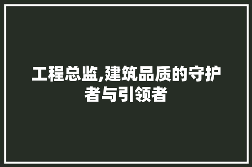 工程总监,建筑品质的守护者与引领者 常用设备
