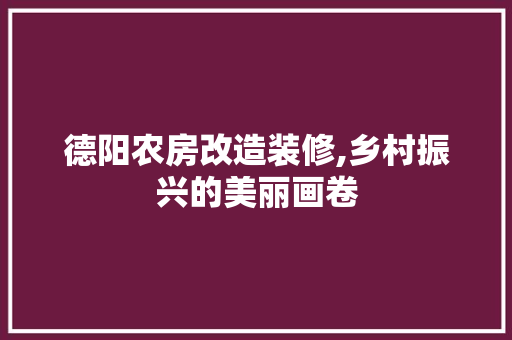 德阳农房改造装修,乡村振兴的美丽画卷 施工工艺
