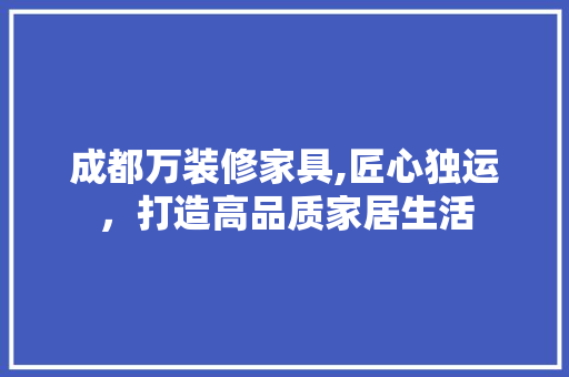 成都万装修家具,匠心独运，打造高品质家居生活 常用设备
