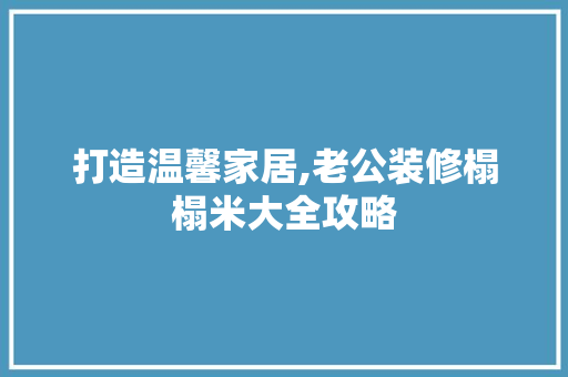 打造温馨家居,老公装修榻榻米大全攻略 材料设备