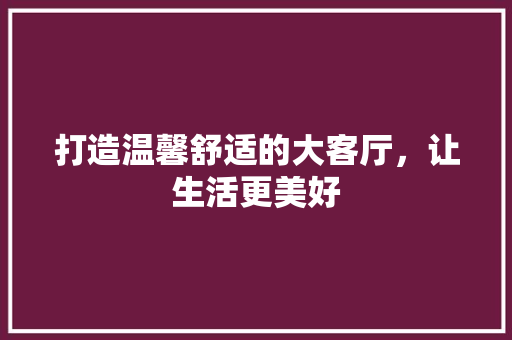 打造温馨舒适的大客厅，让生活更美好 设计原则