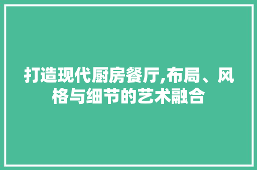 打造现代厨房餐厅,布局、风格与细节的艺术融合 施工工艺