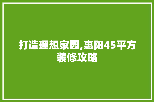 打造理想家园,惠阳45平方装修攻略 建筑设计