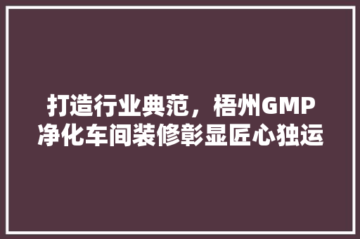 打造行业典范，梧州GMP净化车间装修彰显匠心独运 建筑设计