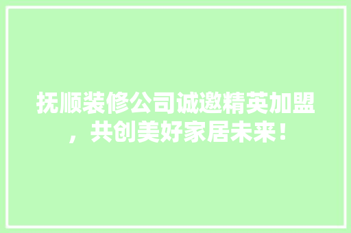 抚顺装修公司诚邀精英加盟，共创美好家居未来！ 施工工艺