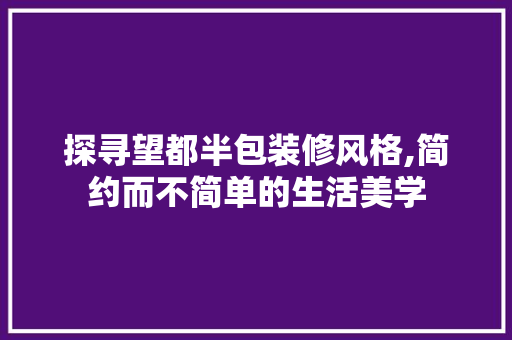 探寻望都半包装修风格,简约而不简单的生活美学