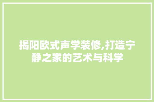 揭阳欧式声学装修,打造宁静之家的艺术与科学 常用设备