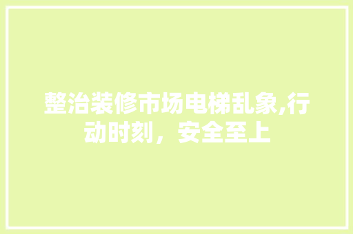 整治装修市场电梯乱象,行动时刻，安全至上 工艺流程
