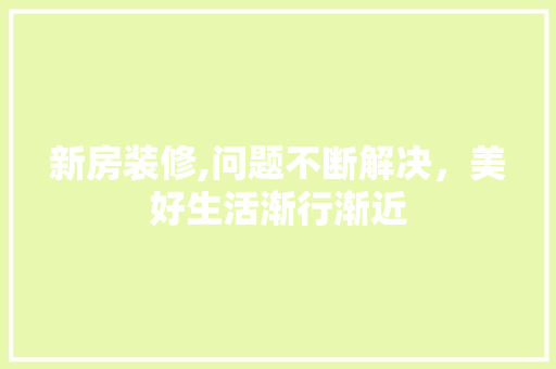 新房装修,问题不断解决，美好生活渐行渐近 施工工艺