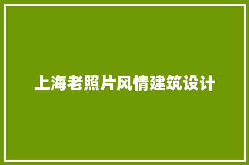 上海老照片风情建筑设计 施工工艺