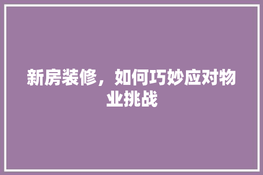 新房装修，如何巧妙应对物业挑战 材料设备