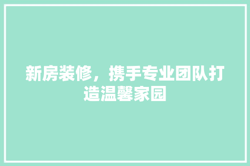 新房装修，携手专业团队打造温馨家园 住宅建筑设计