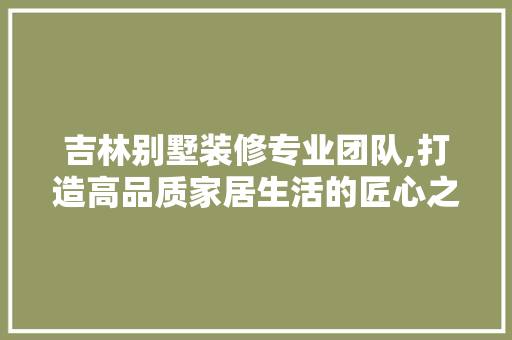 吉林别墅装修专业团队,打造高品质家居生活的匠心之作 住宅建筑设计