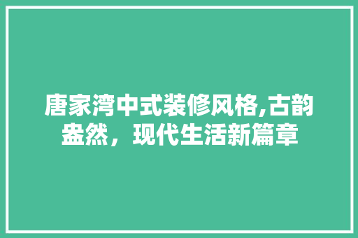 唐家湾中式装修风格,古韵盎然，现代生活新篇章 材料设备