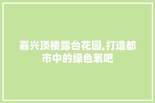 嘉兴顶楼露台花园,打造都市中的绿色氧吧 常见问题