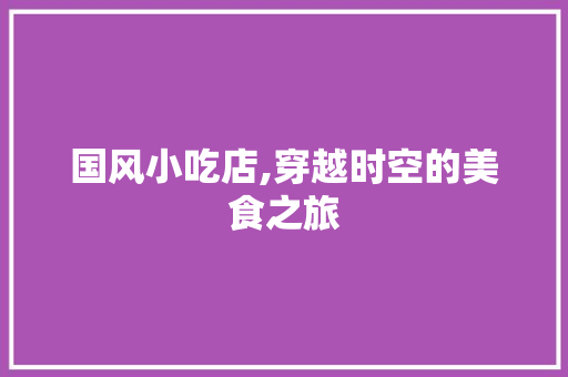 国风小吃店,穿越时空的美食之旅 常用设备