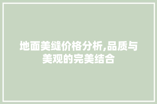 地面美缝价格分析,品质与美观的完美结合 常用建材