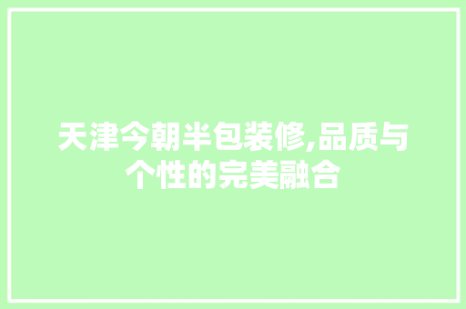 天津今朝半包装修,品质与个性的完美融合 设计原则