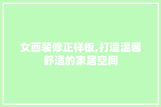 女西装修正样板,打造温馨舒适的家居空间
