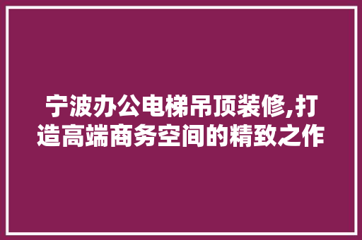 宁波办公电梯吊顶装修,打造高端商务空间的精致之作 新型材料