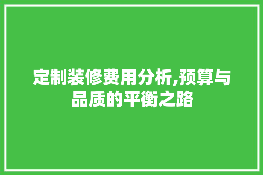 定制装修费用分析,预算与品质的平衡之路 公共建筑设计