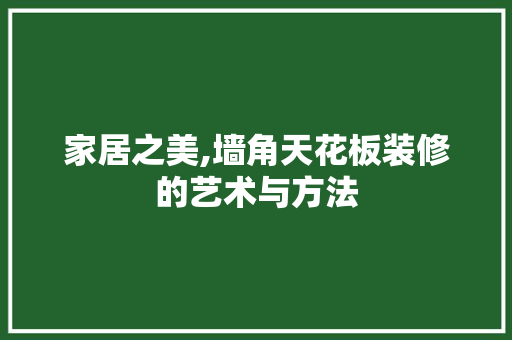家居之美,墙角天花板装修的艺术与方法 新型材料