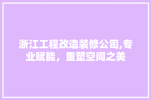 浙江工程改造装修公司,专业赋能，重塑空间之美 施工技术