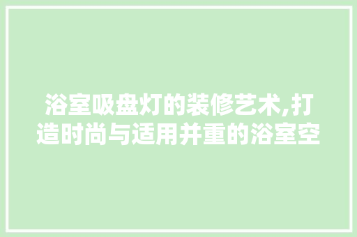浴室吸盘灯的装修艺术,打造时尚与适用并重的浴室空间 公共建筑设计
