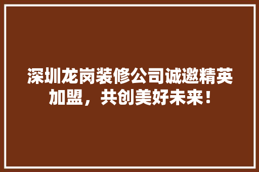 深圳龙岗装修公司诚邀精英加盟，共创美好未来！ 工艺流程
