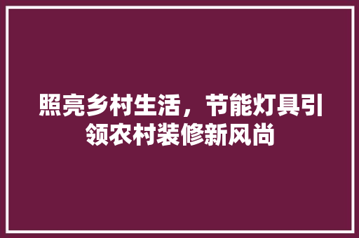 照亮乡村生活，节能灯具引领农村装修新风尚 建筑设计