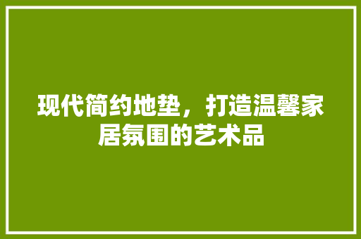 现代简约地垫，打造温馨家居氛围的艺术品 公共建筑设计