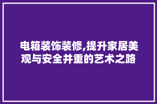 电箱装饰装修,提升家居美观与安全并重的艺术之路 施工技术
